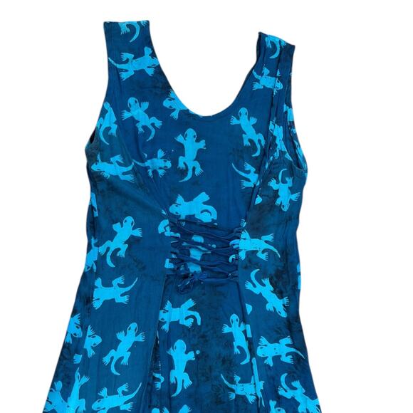 Vintage Lizard Print Muumuu Hawaiian Dress - Picture 2 of 7